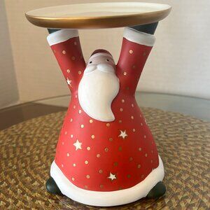 Santa Pillar Candle Holder Partylite